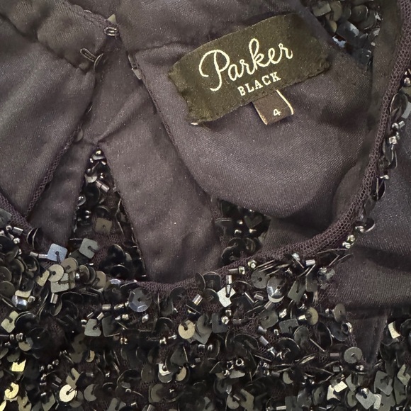 Parker Black Women's Size 8 Black Sequin Halter Dress Party Cocktail - Picture 15 of 16